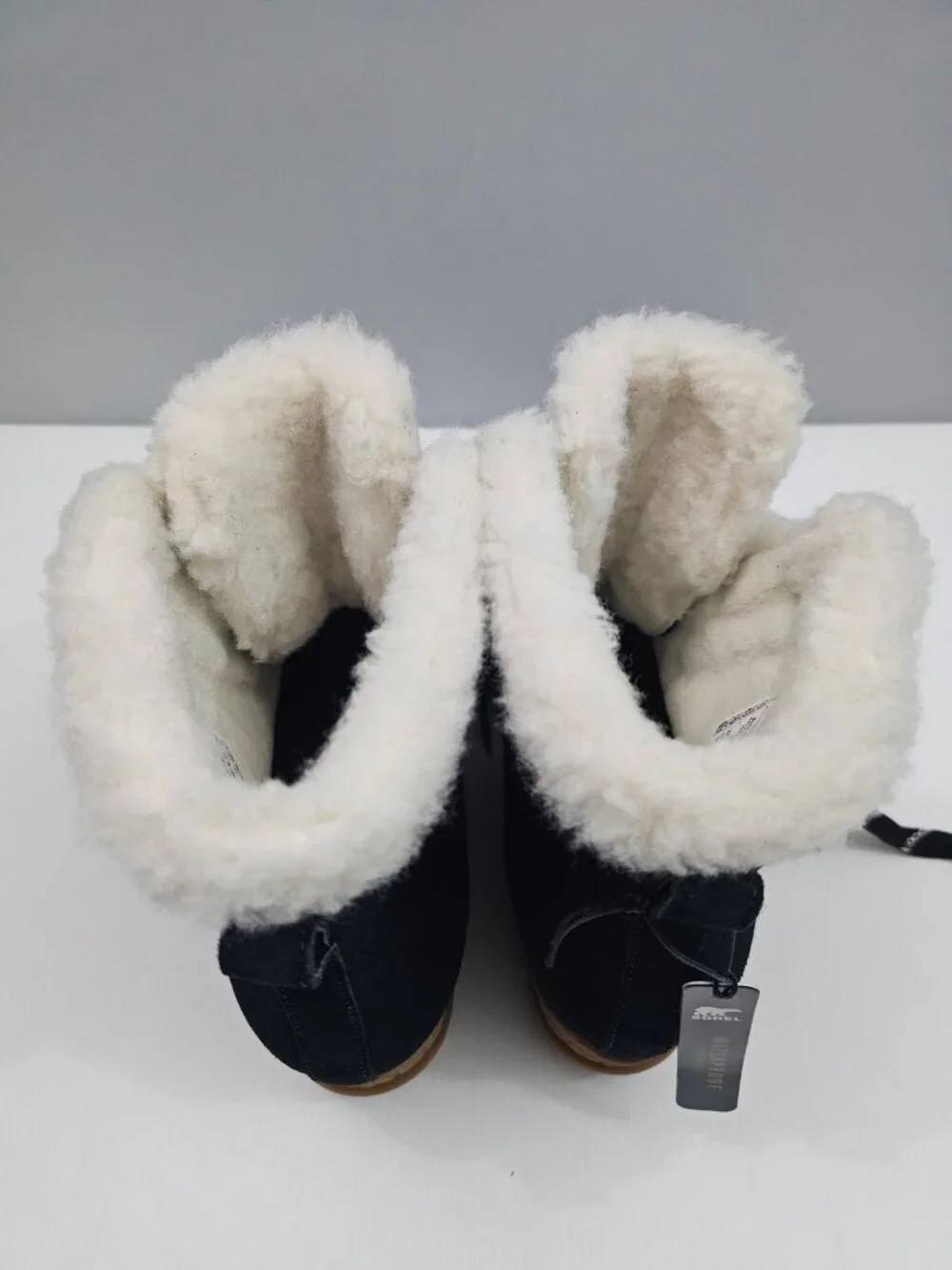 Sorel Evie II Cozy Hidden Wedge Boot Womens 12 Black Suede Shearling Winter NEW